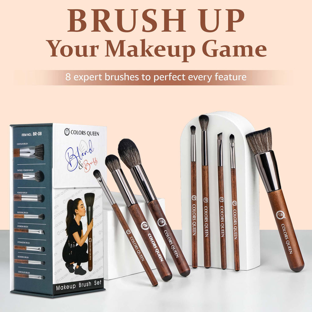 Blend & Buff Makeup Brush Set of 8 with Holder