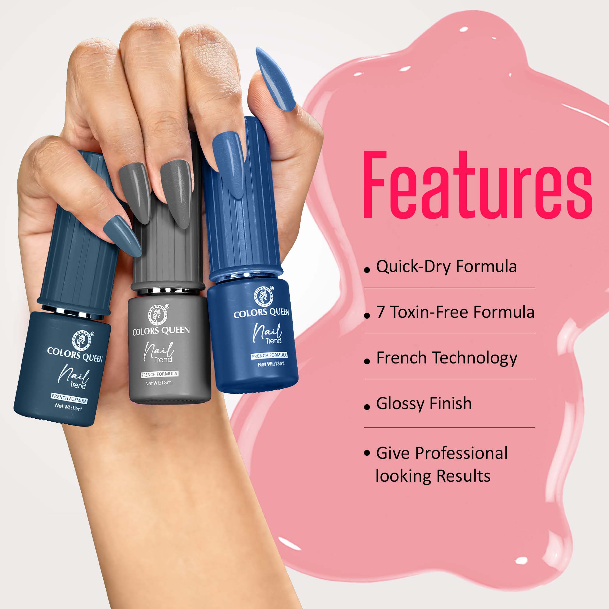 Nail Paint Set of 3 – Free Remover Pads