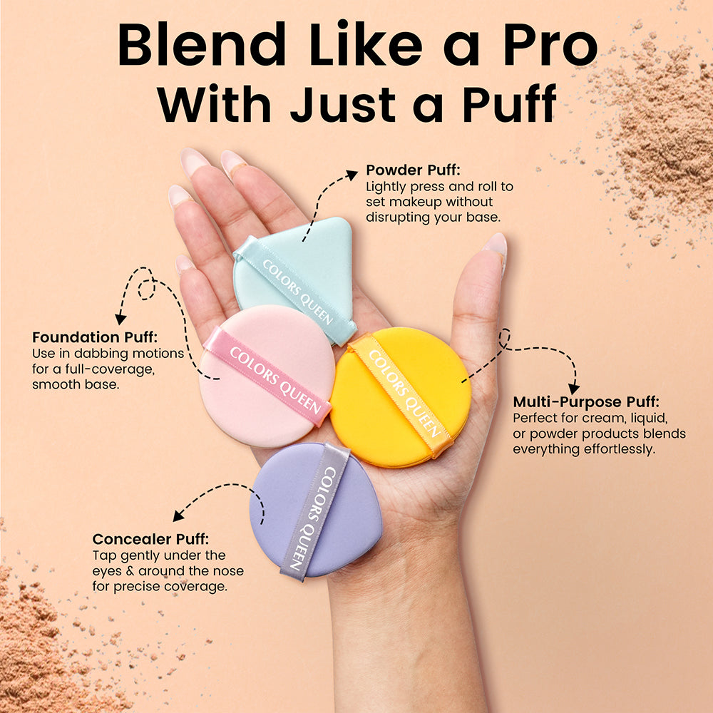 Pack of 4 Makeup Puffs with Powder, Foundation, Concealer & Multipurpose Puff