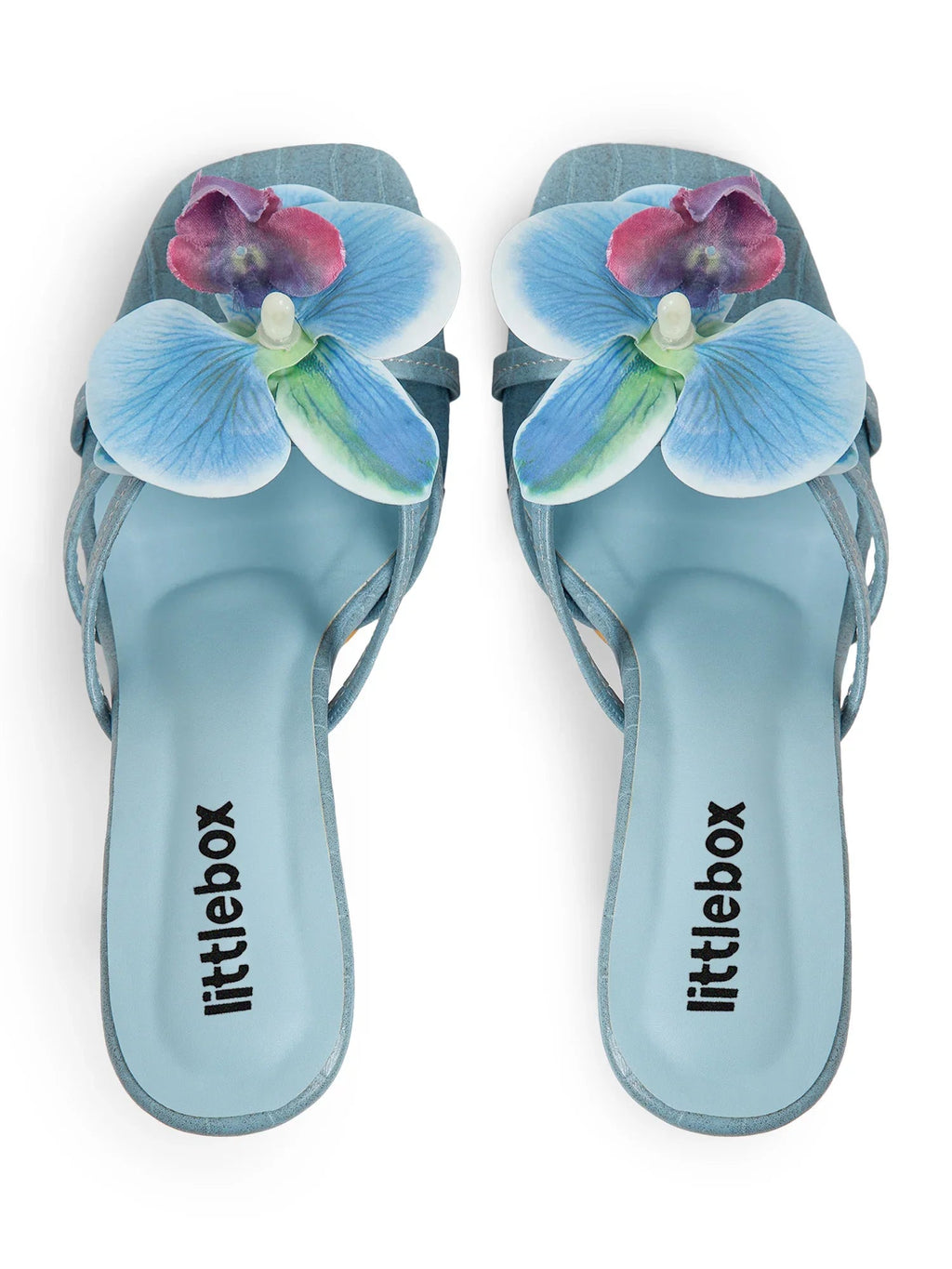 Blue Flower Decor High Heel Beach Sandals