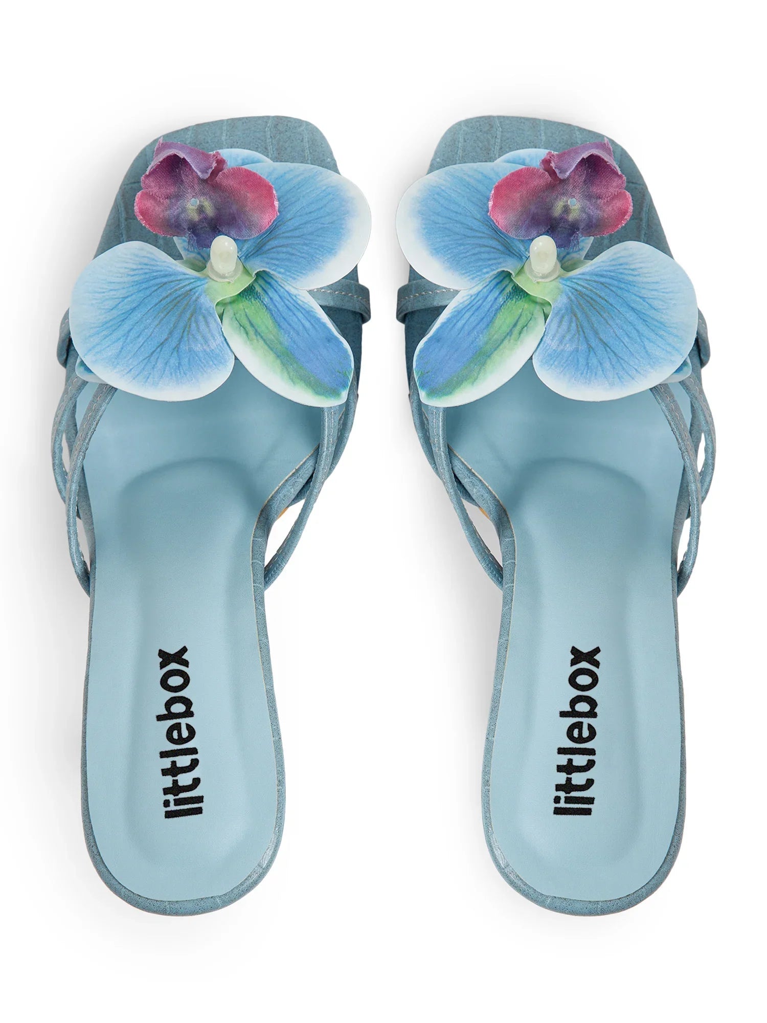 Blue Flower Decor High Heel Beach Sandals