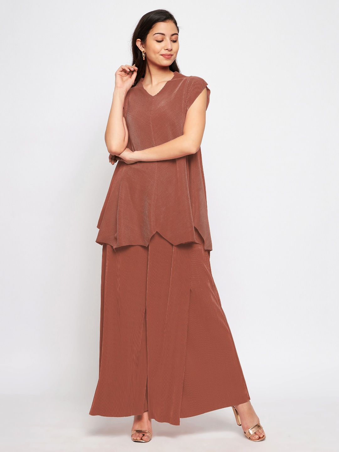 Pleated Pants with a Front Drape