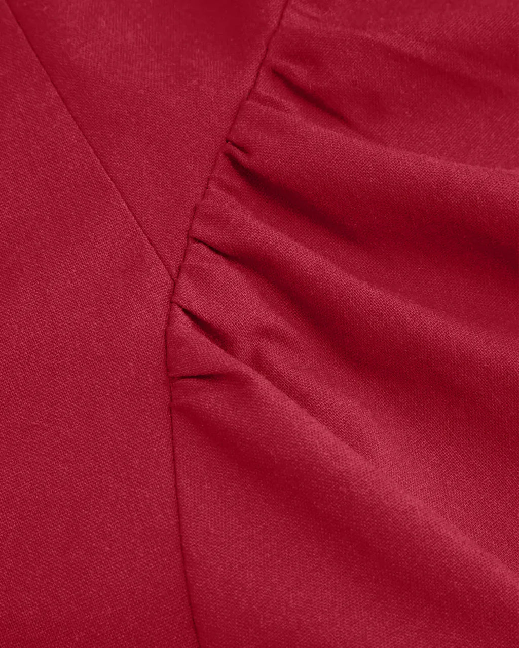 Halter Neck Pleated A-Line Midi Dress in Cherry