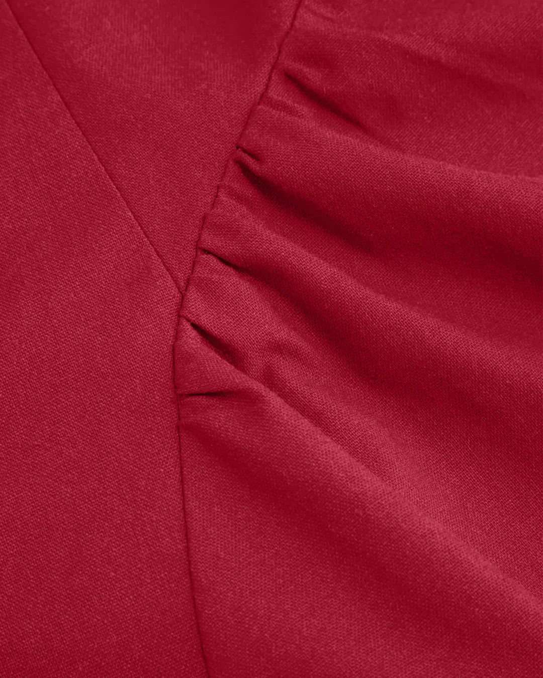 Halter Neck Pleated A-Line Midi Dress in Cherry