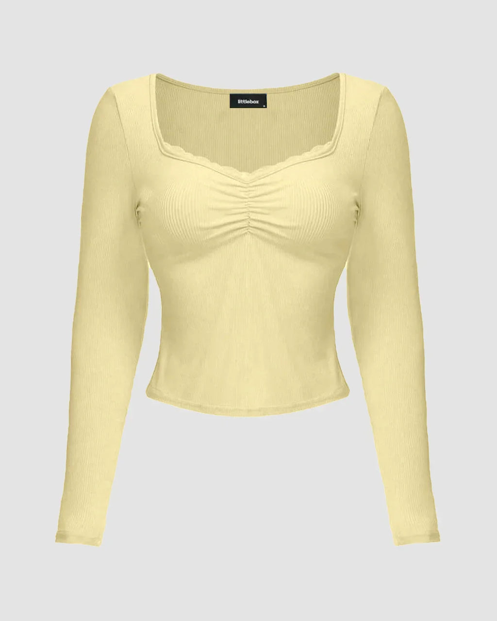 Vanilla Ruched Front Mesh Full Sleeve Top