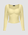 Vanilla Ruched Front Mesh Full Sleeve Top