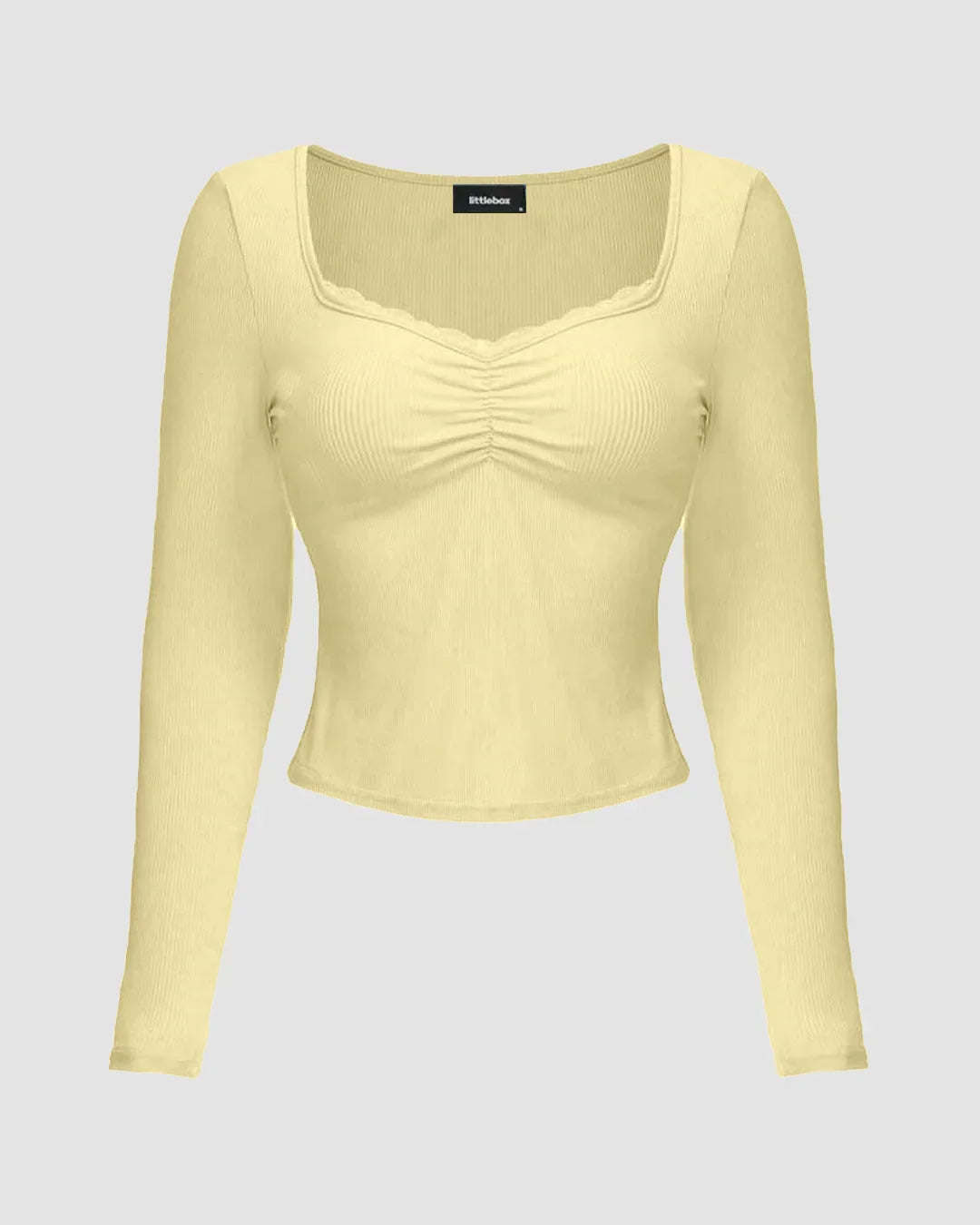 Vanilla Ruched Front Mesh Full Sleeve Top