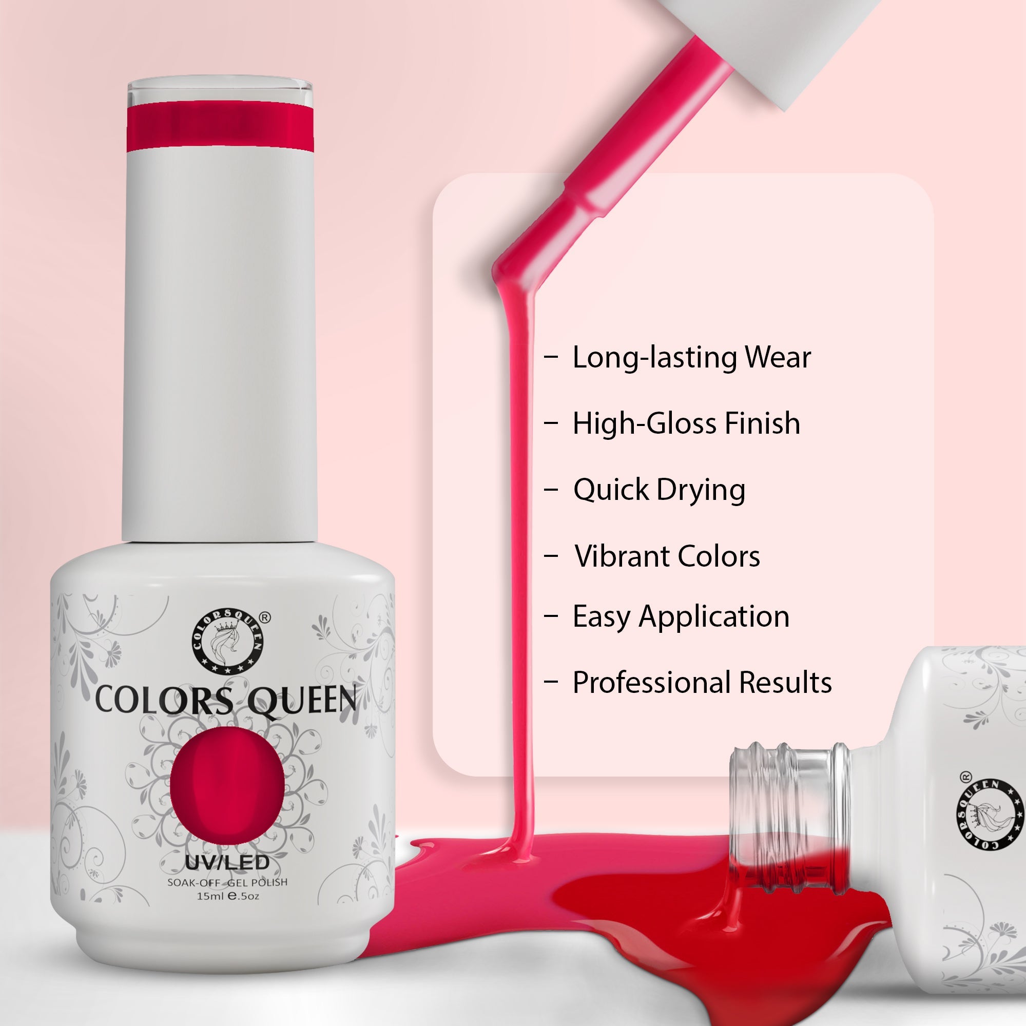 UV LED Soak Off Gel Polish - Nude & Pink Nail Colors | 15 ML