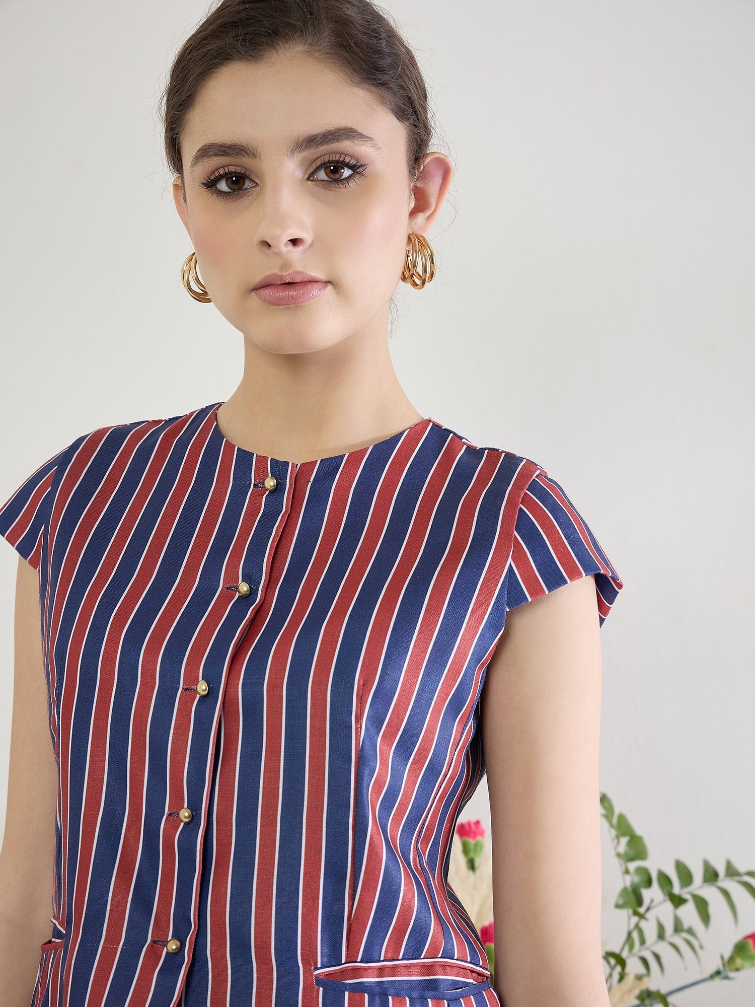 Pure Linen Striped Tailored Vest