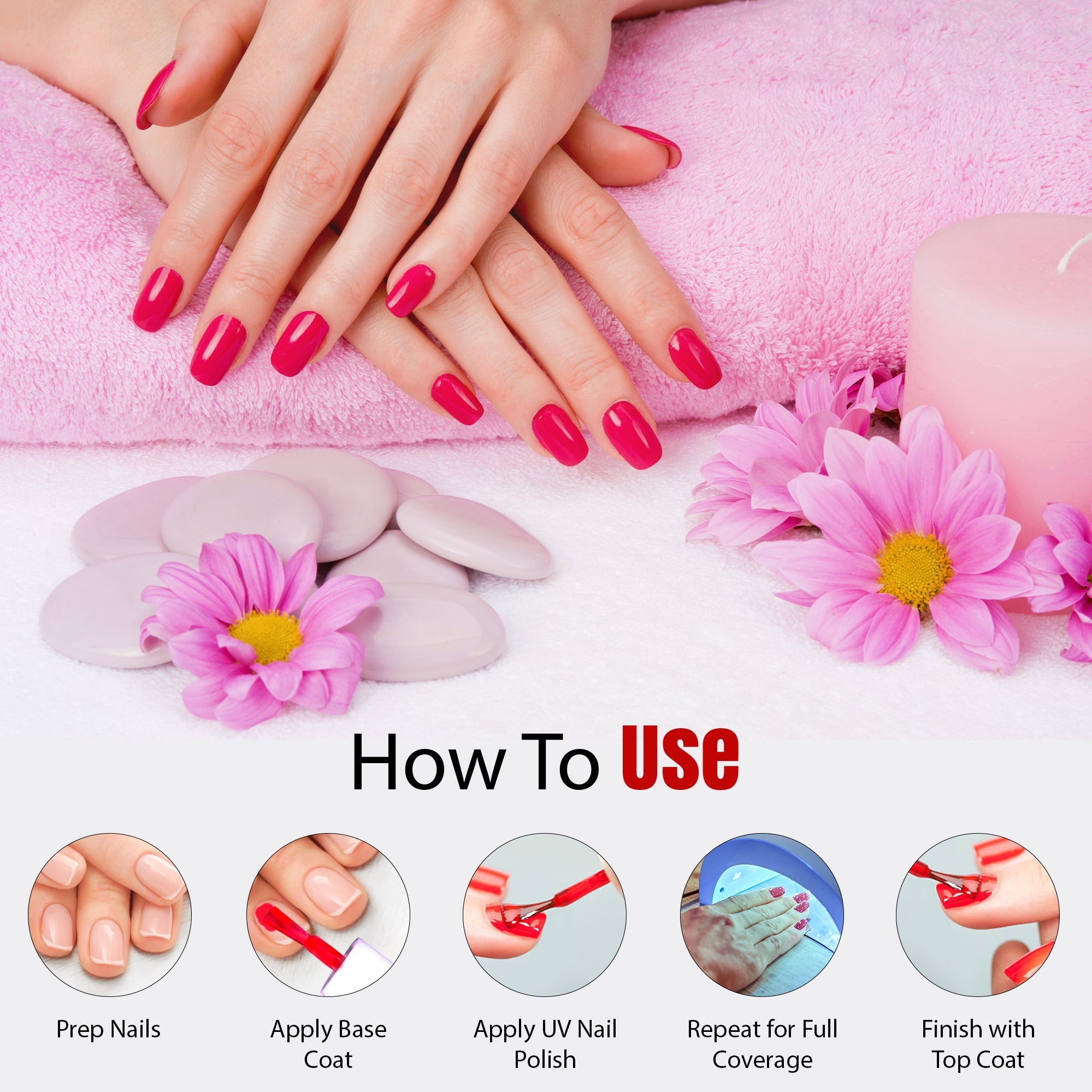 UV LED Soak Off Gel Polish - Nude & Pink Nail Colors | 15 ML