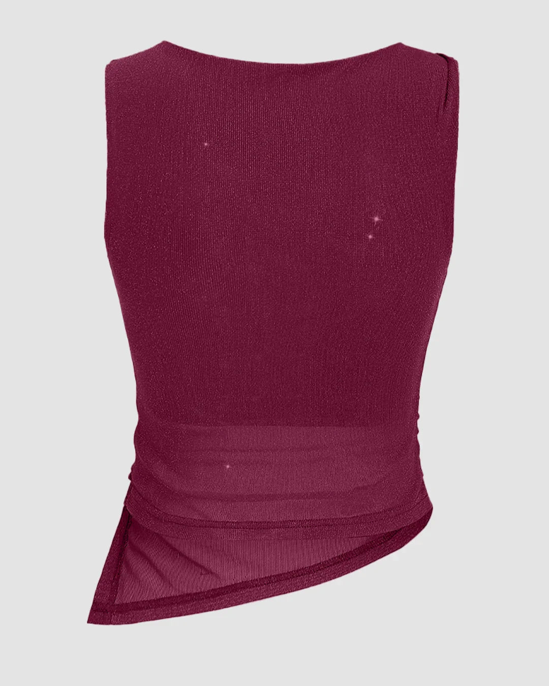 Maroon Ruched Side Asymmetric Hem Tank Top