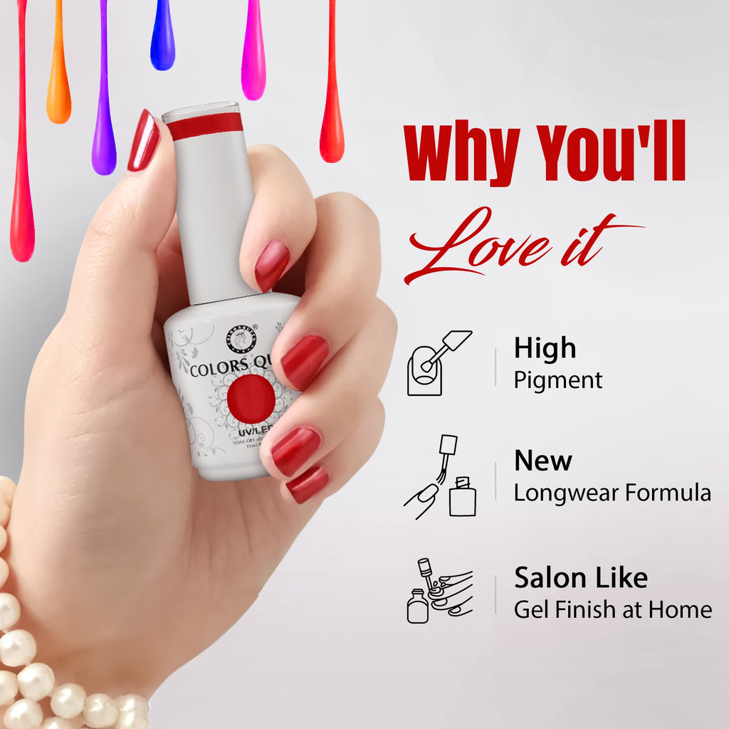 UV LED Soak Off Gel Polish - Red, Maroon & Brown Nail Colors | 15 ML