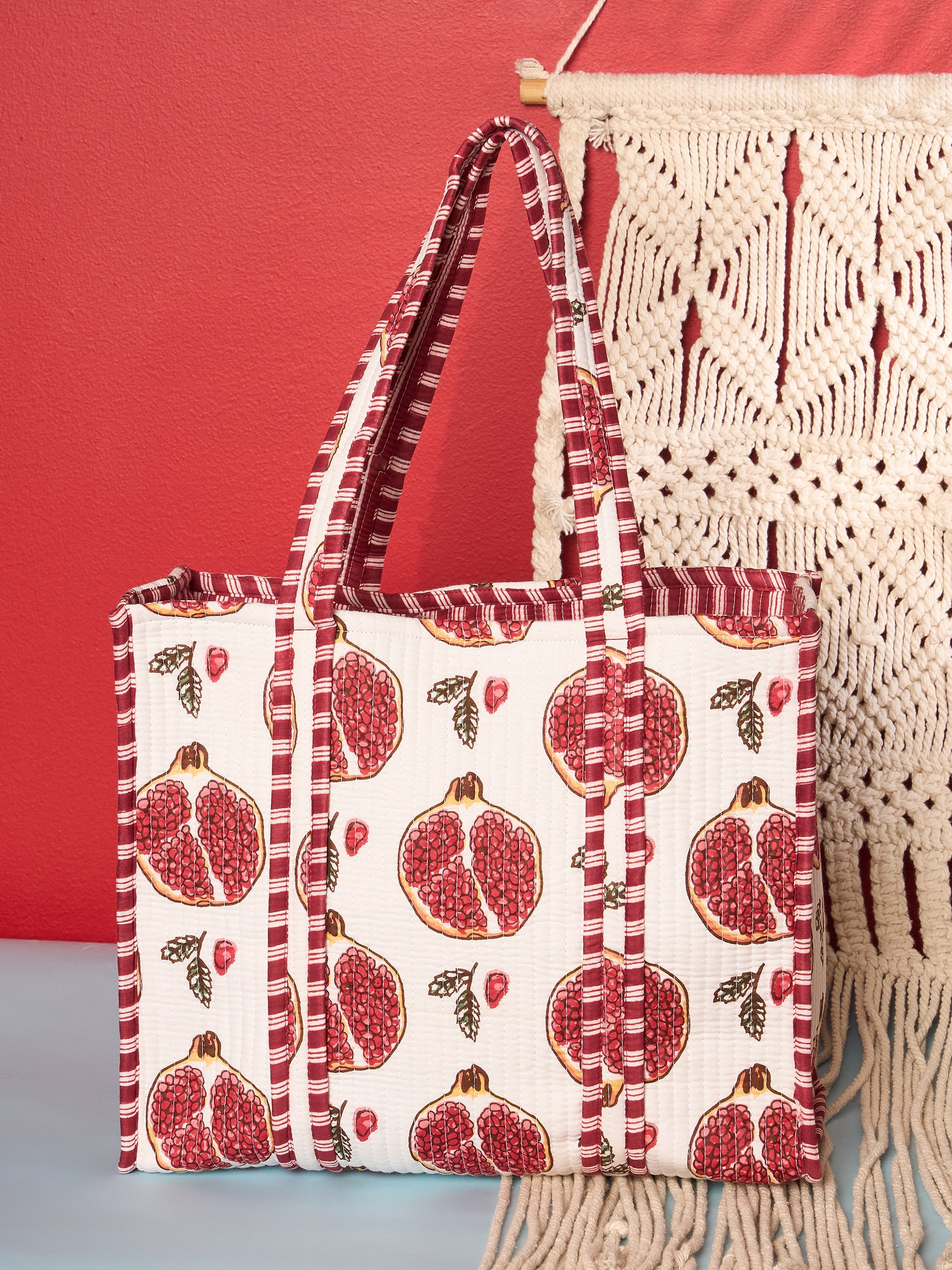 Quilted Cotton Tote Bag - Pinkkup