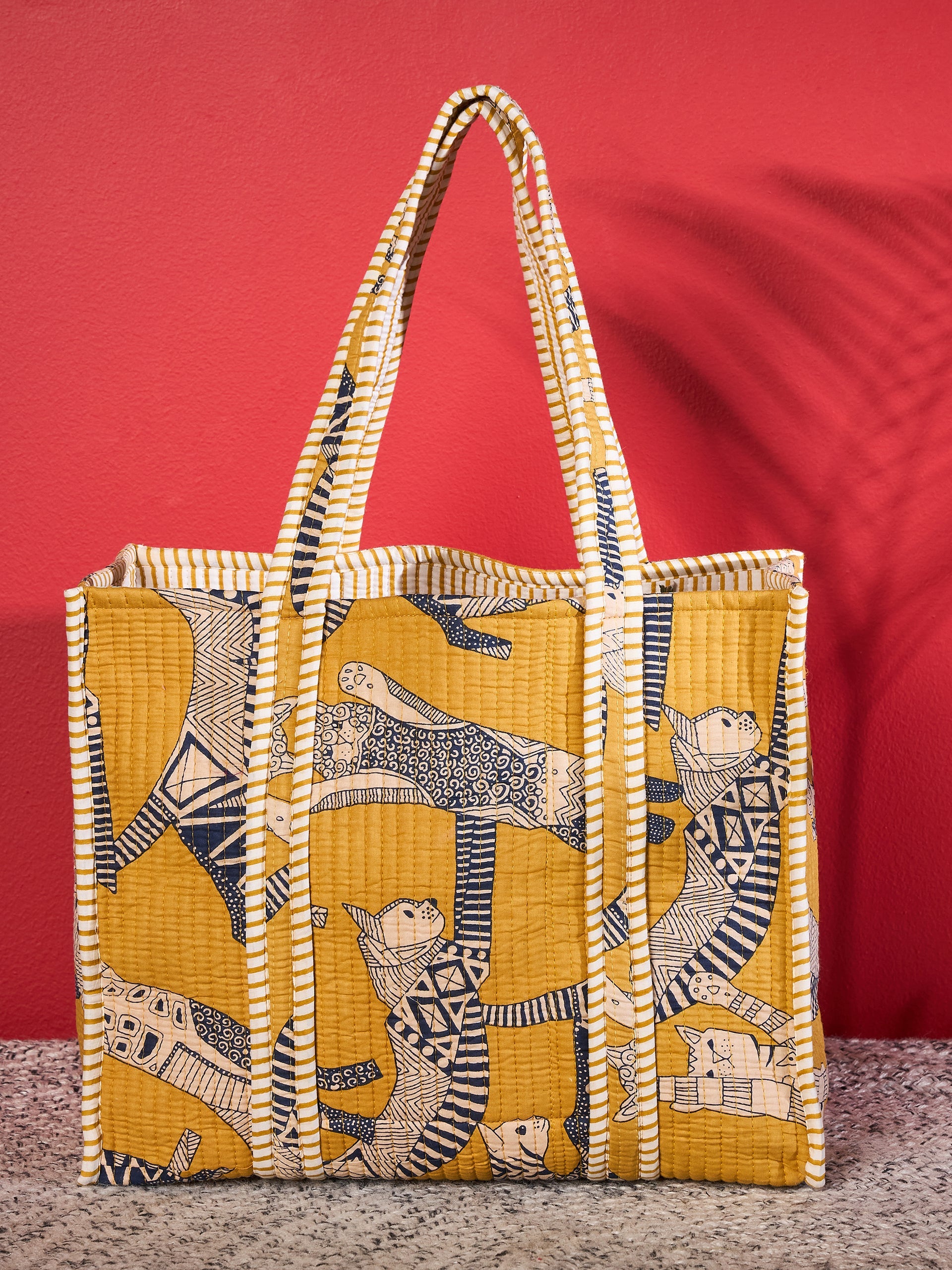 Quilted Cotton Tote Bag - Pinkkup
