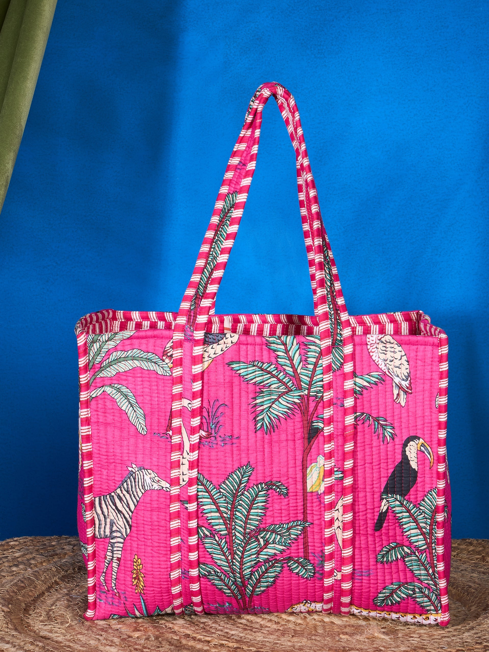 Quilted Cotton Tote Bag - Pinkkup