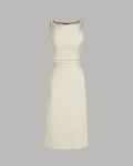 Minimal Cowl Neck Bodycon Dress in Beige
