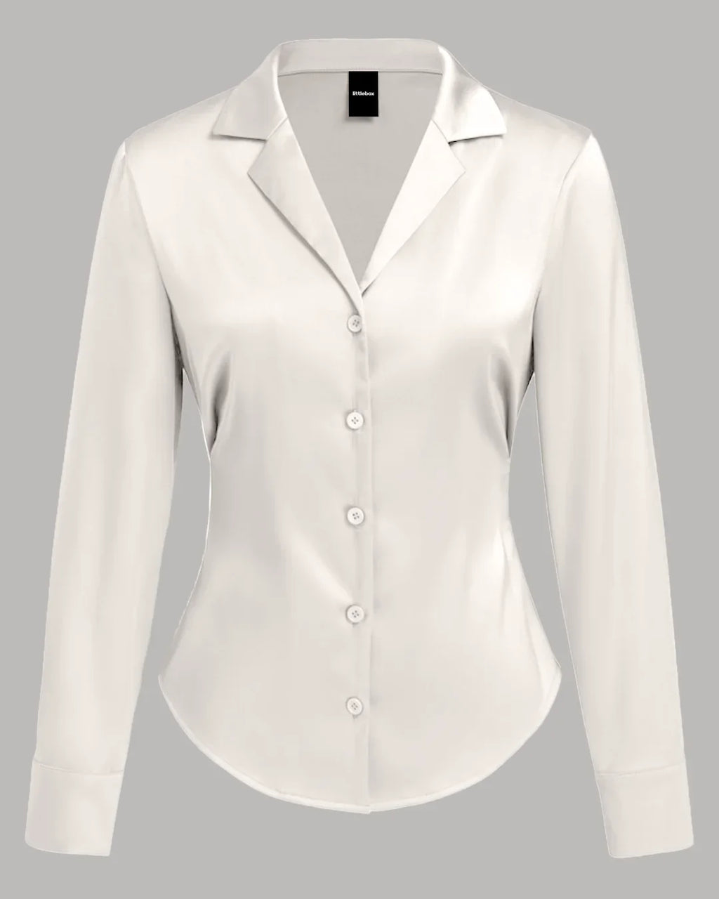 Satin Button Down Full Sleeve Shirt with Classic Collar in Cream