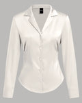 Satin Button Down Full Sleeve Shirt with Classic Collar in Cream