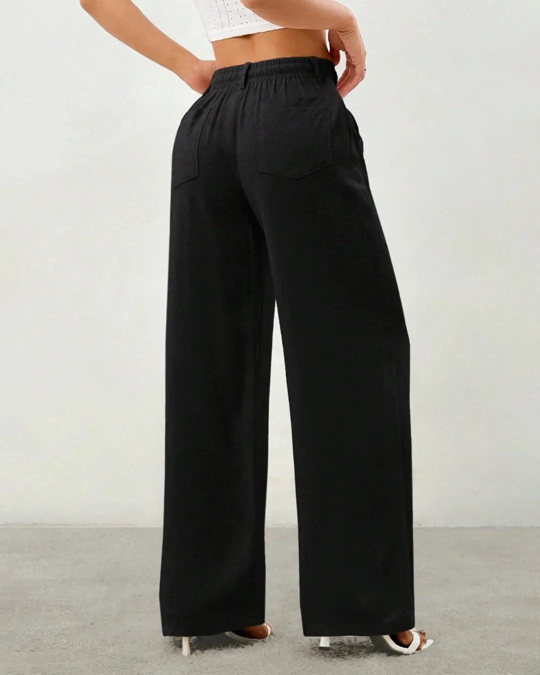 Black Drawstring Wide Leg Lounge Pants