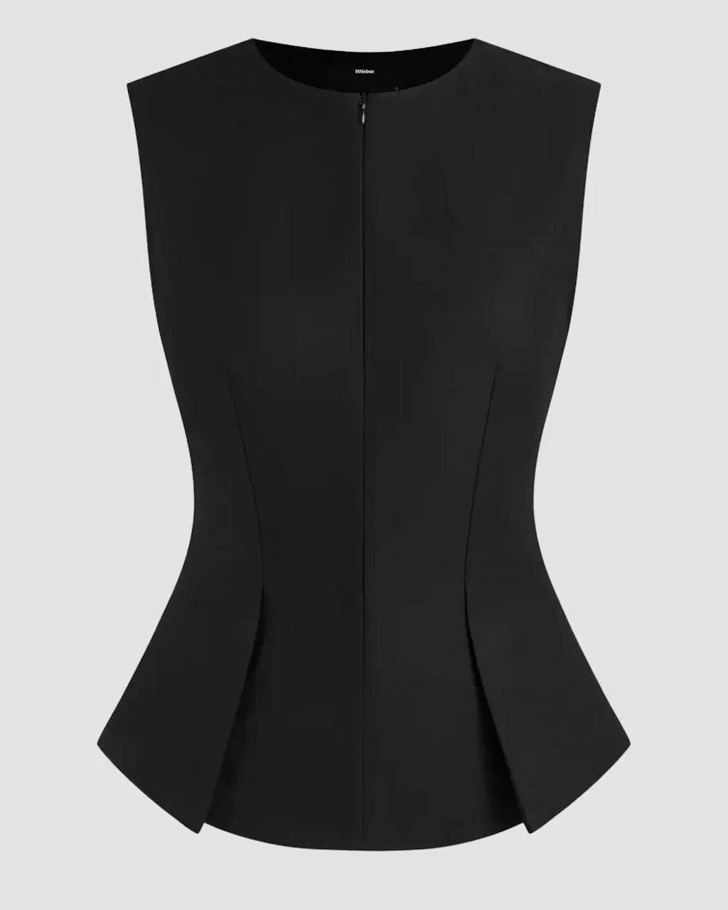 Black Sleeveless Zip Top for Women