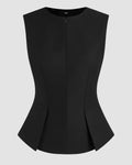 Black Sleeveless Zip Top for Women