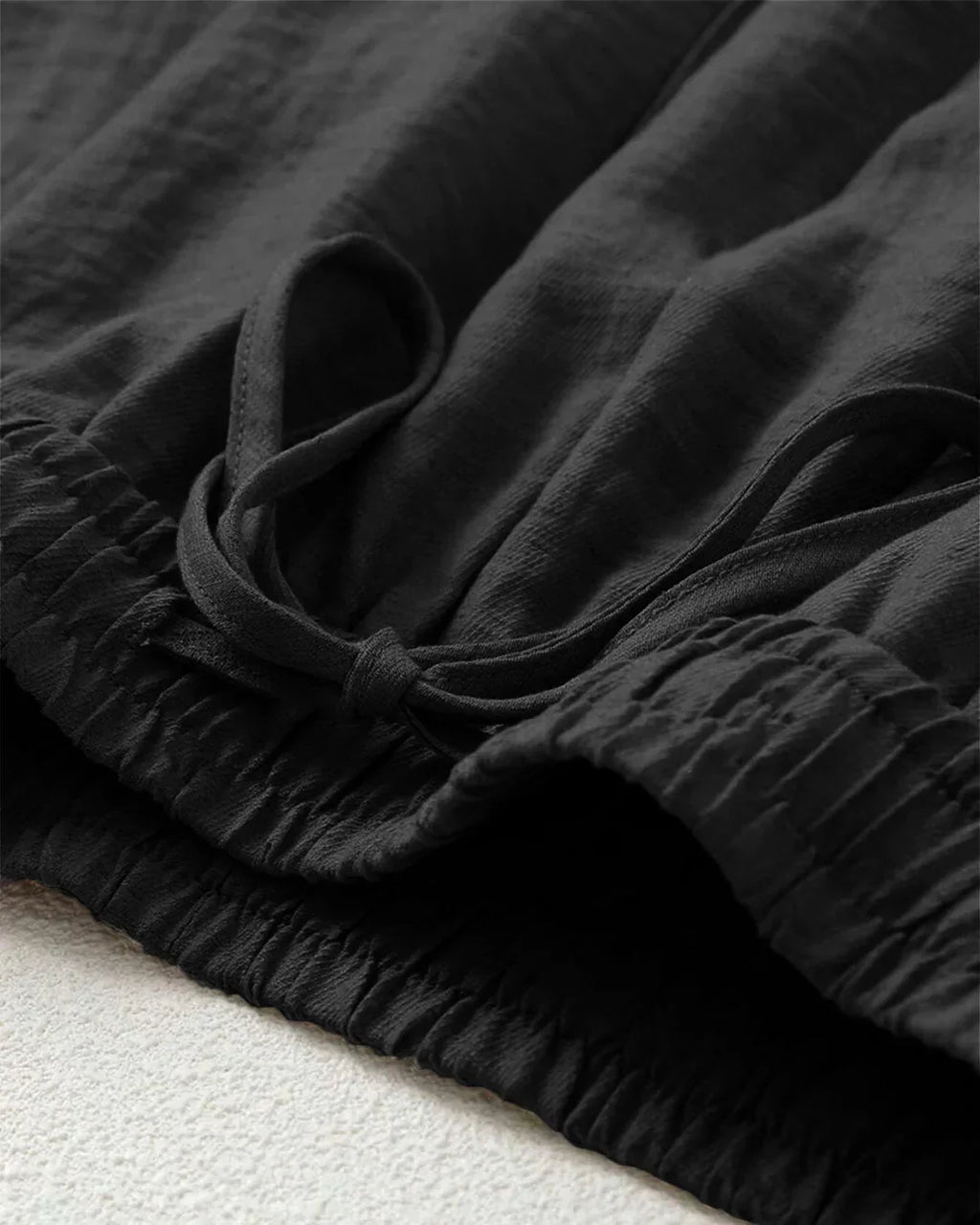 Sleeveless Button Vest & Relaxed Fit Trousers Set in Black