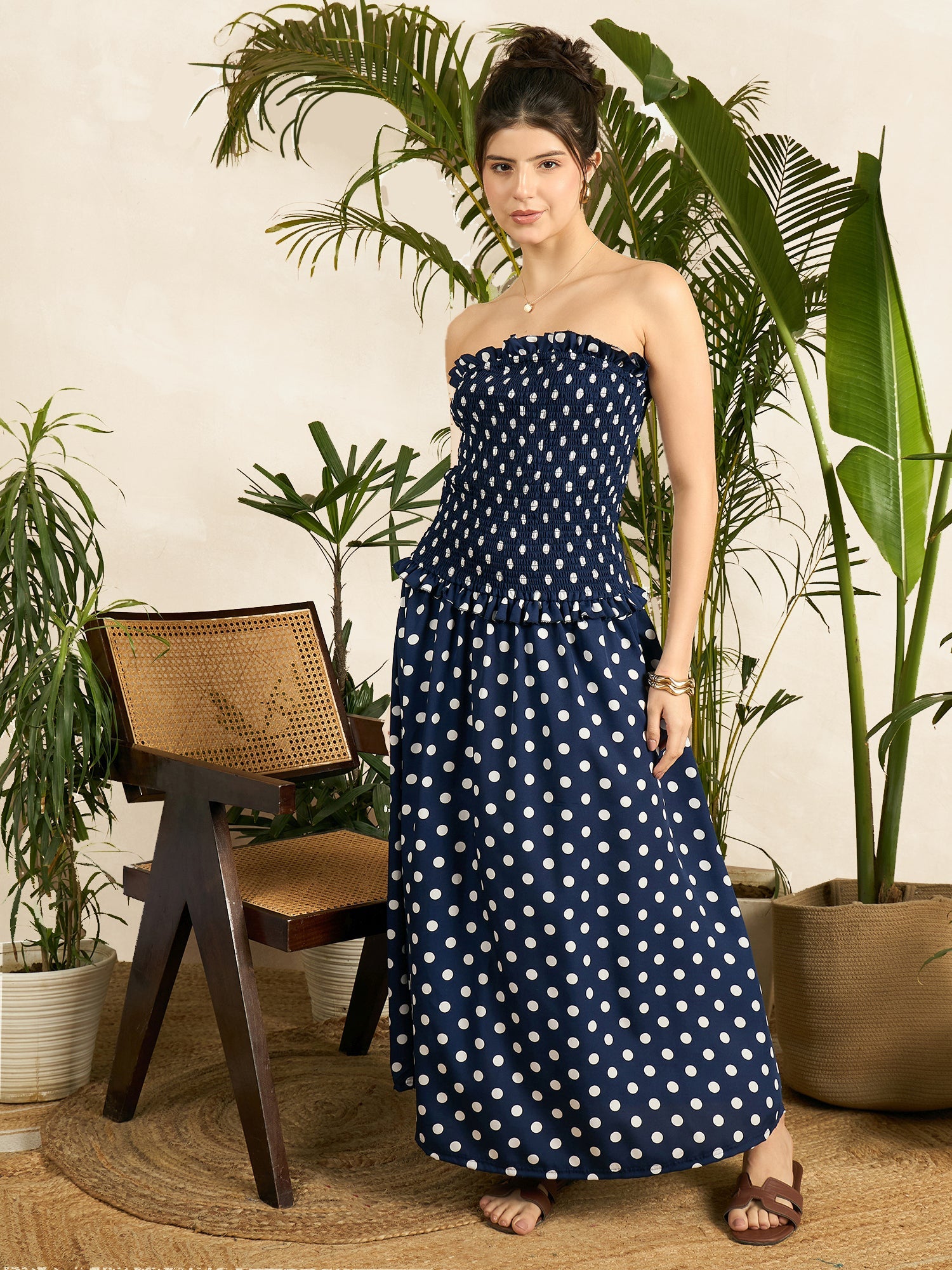 Smocked Drop Waist Off Shoulder Dress