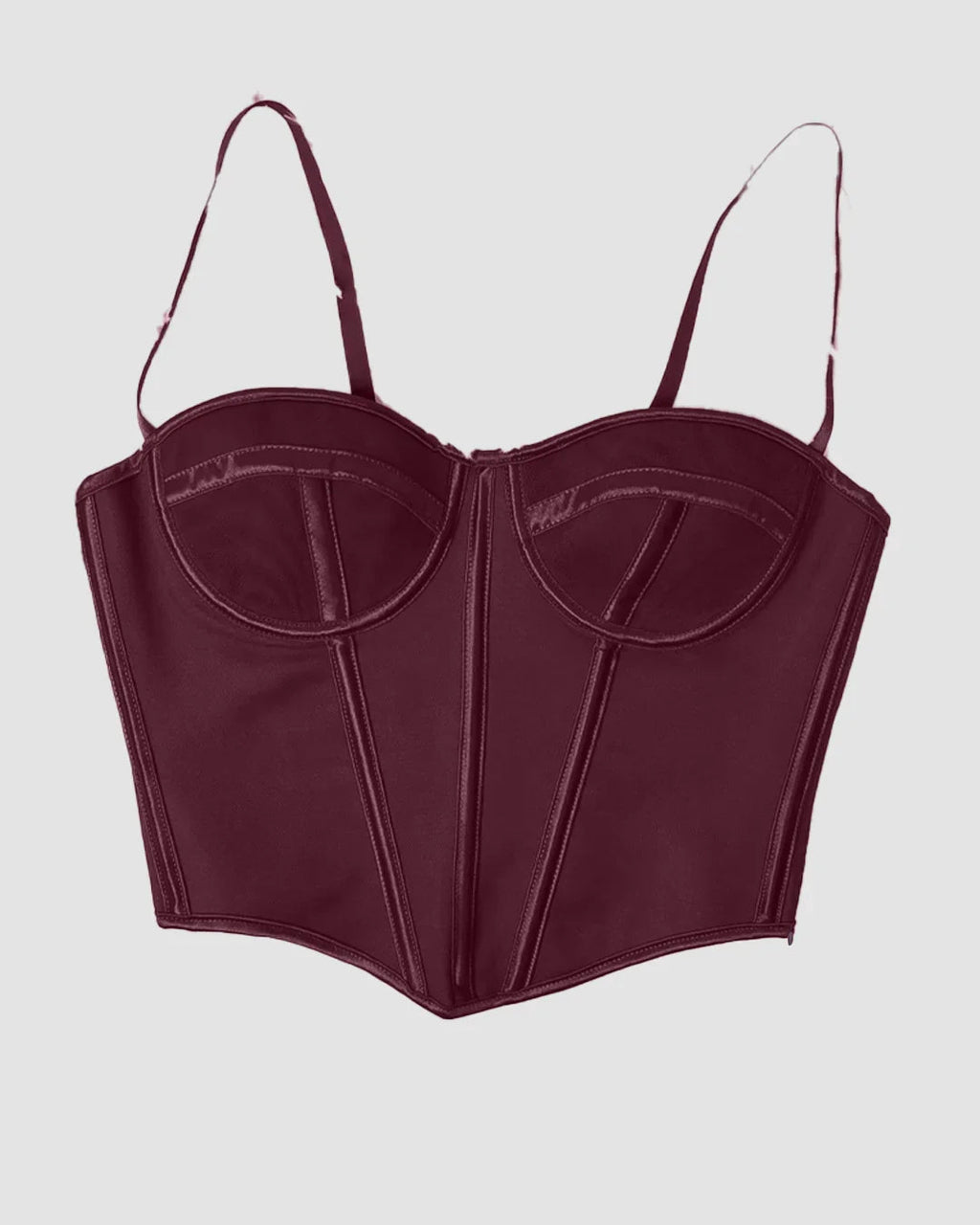 Sweetheart Neck Slim Fit Solid Sleeveless Crop Top in Burgundy