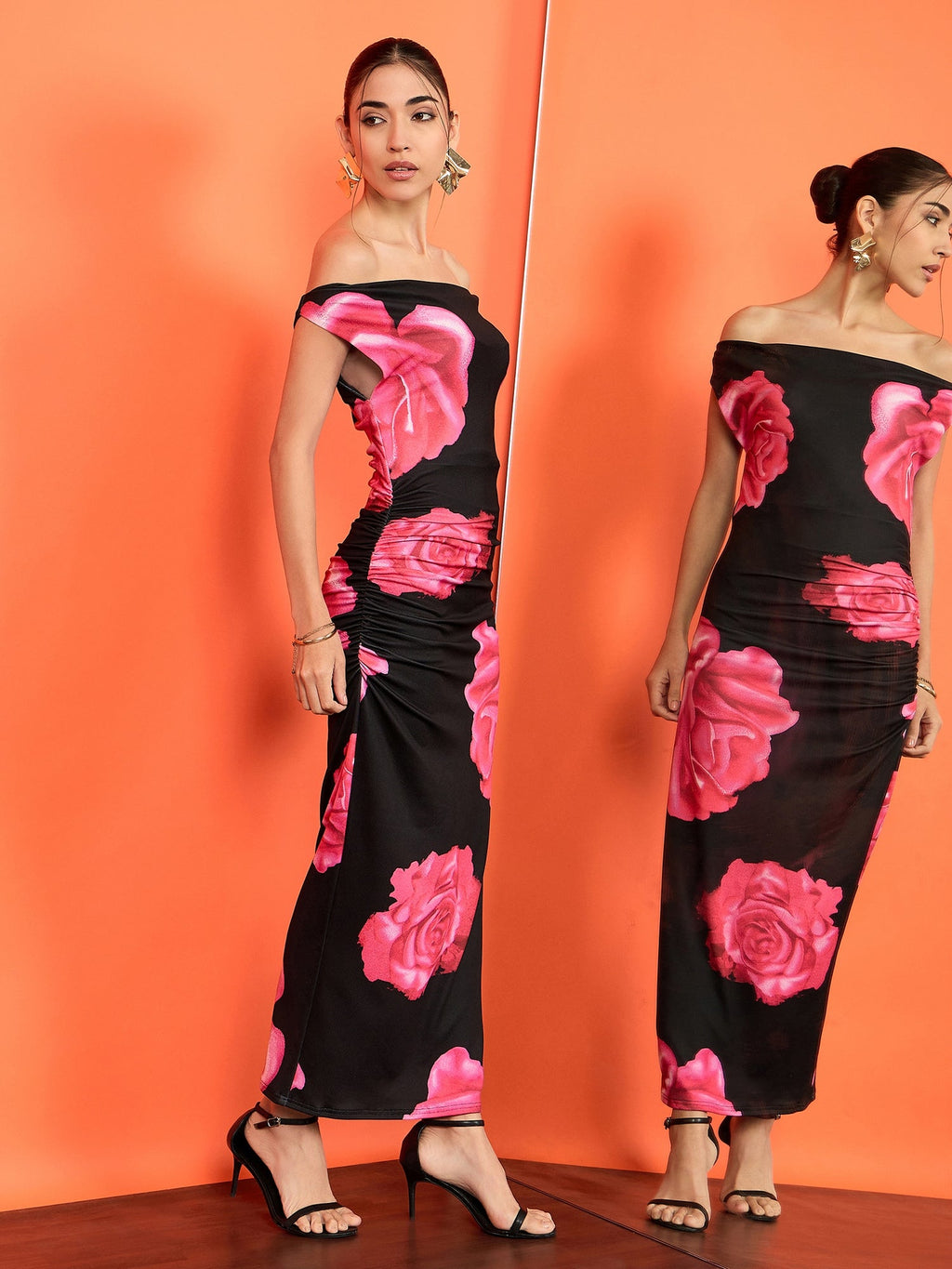 Stretchable Off-Shoulder Drape Dress