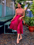 Pleated Midi Skirt - Pinkkup