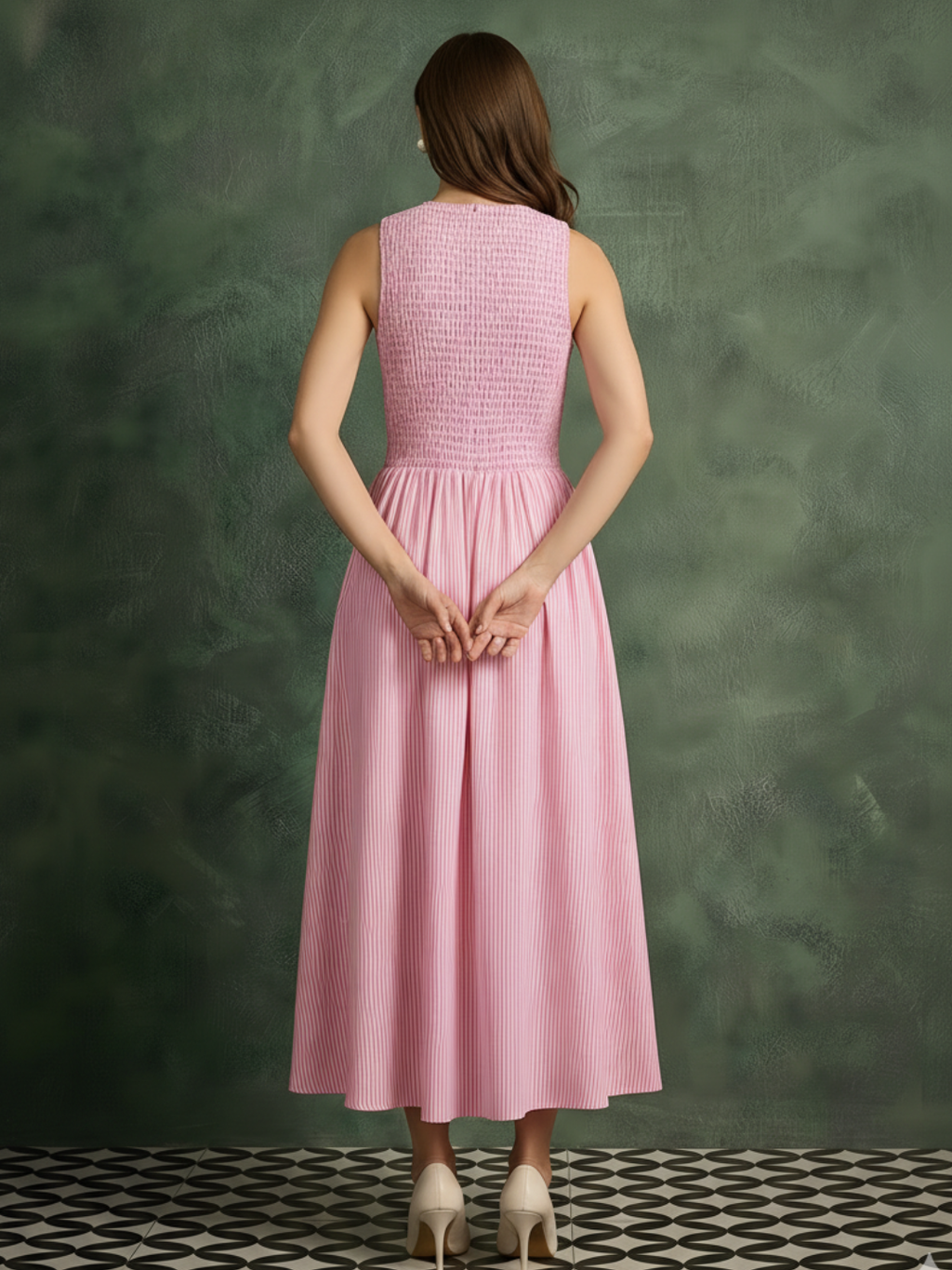 Pure Cotton Smocked Midi Dress