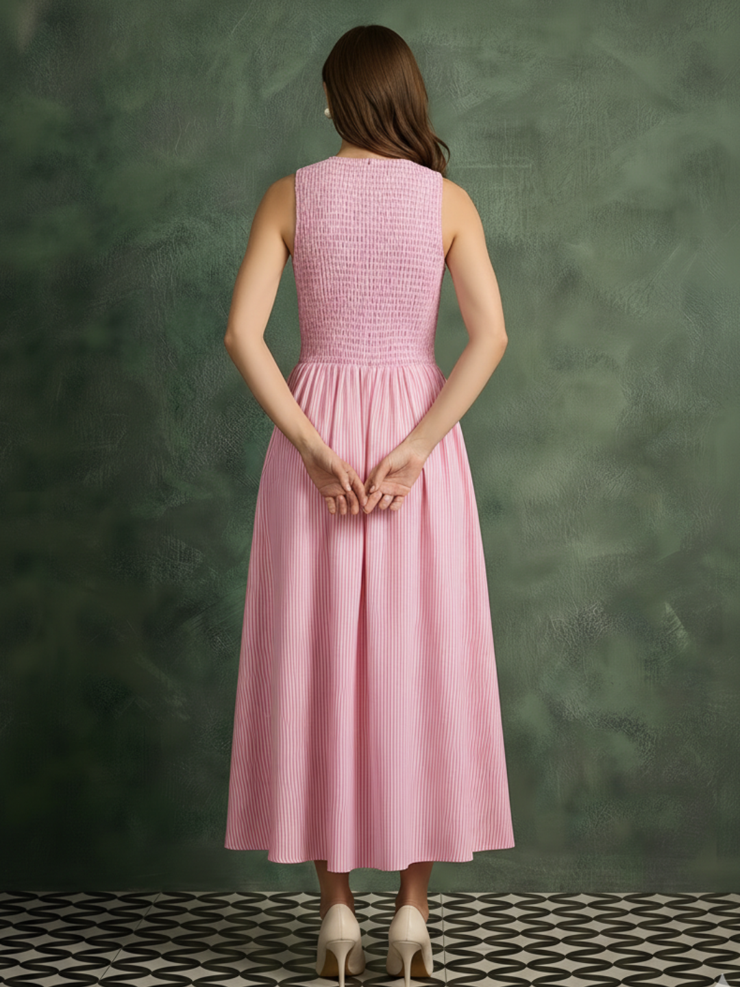 Pure Cotton Smocked Midi Dress