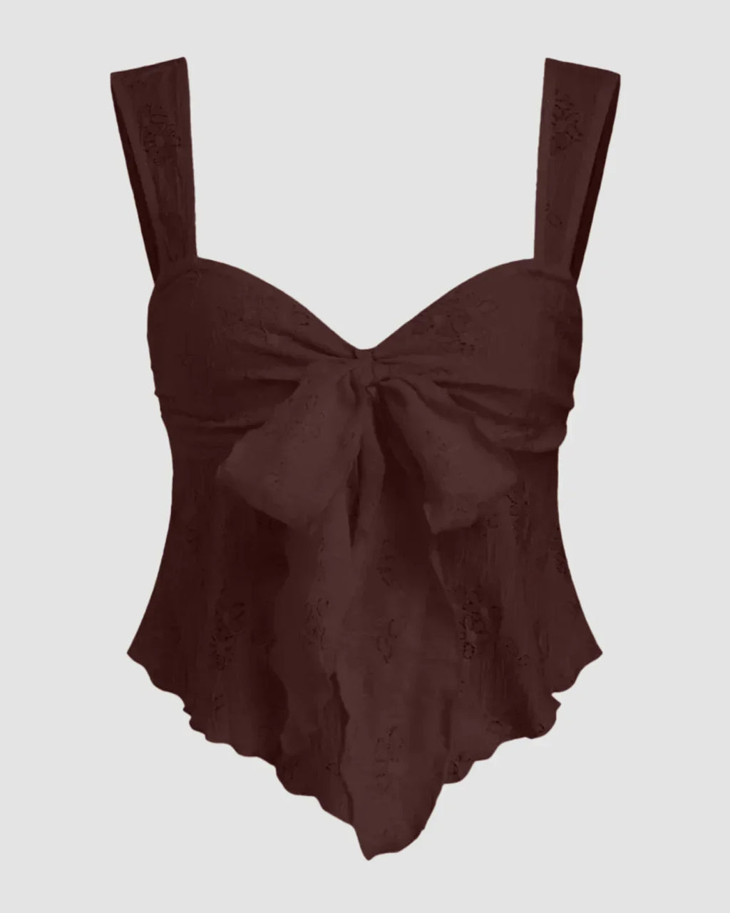 Lace Sweetheart Bowknot Tank Top in Brown