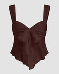 Lace Sweetheart Bowknot Tank Top in Brown