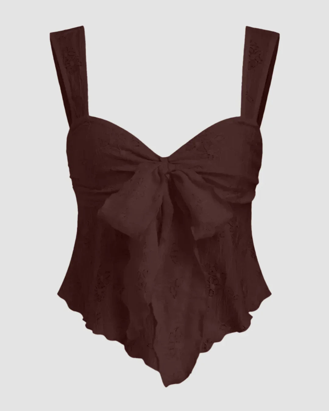 Lace Sweetheart Bowknot Tank Top in Brown
