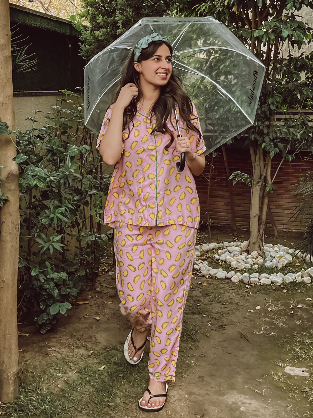 Printed Cotton Night Suit - Pinkkup