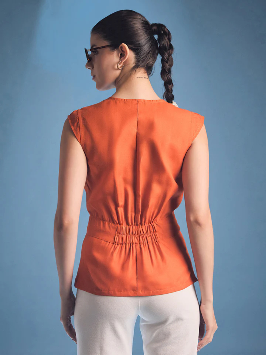 Sleeveless Pure Linen Wrap Vest