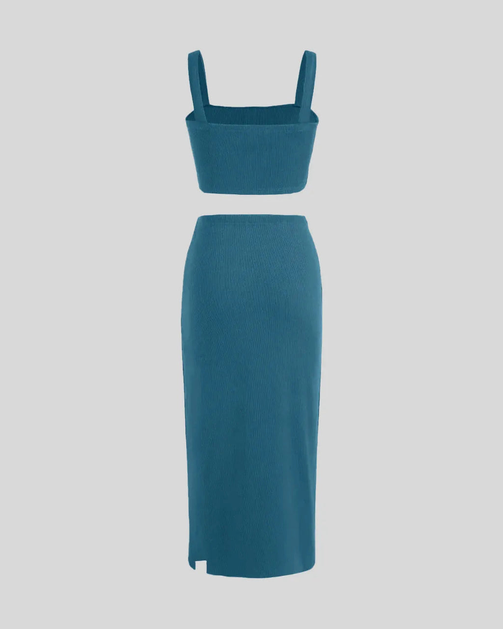 Welcome Summer Set Of Two Crop Top And Skirt In Teal Blue
