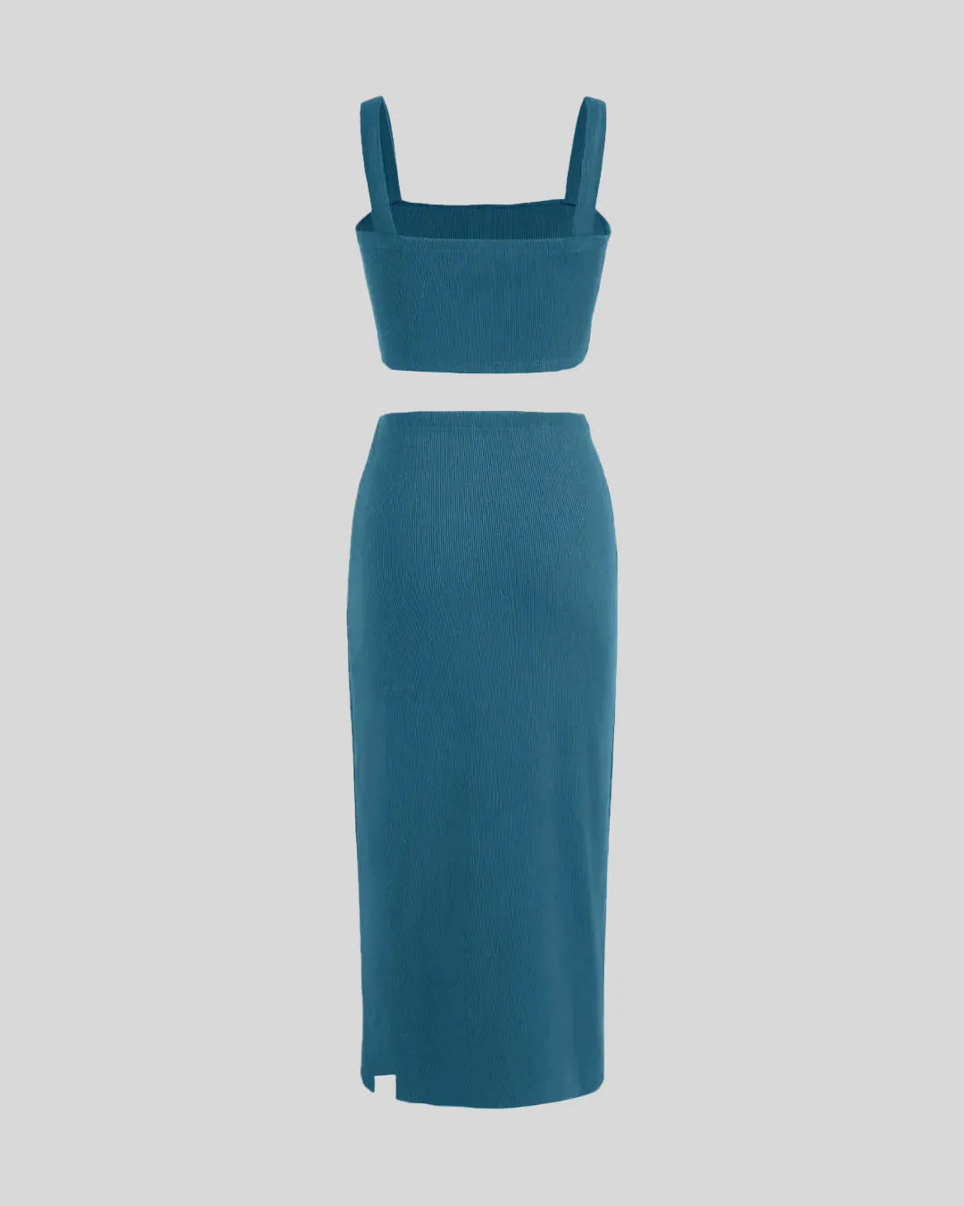 Welcome Summer Set Of Two Crop Top And Skirt In Teal Blue