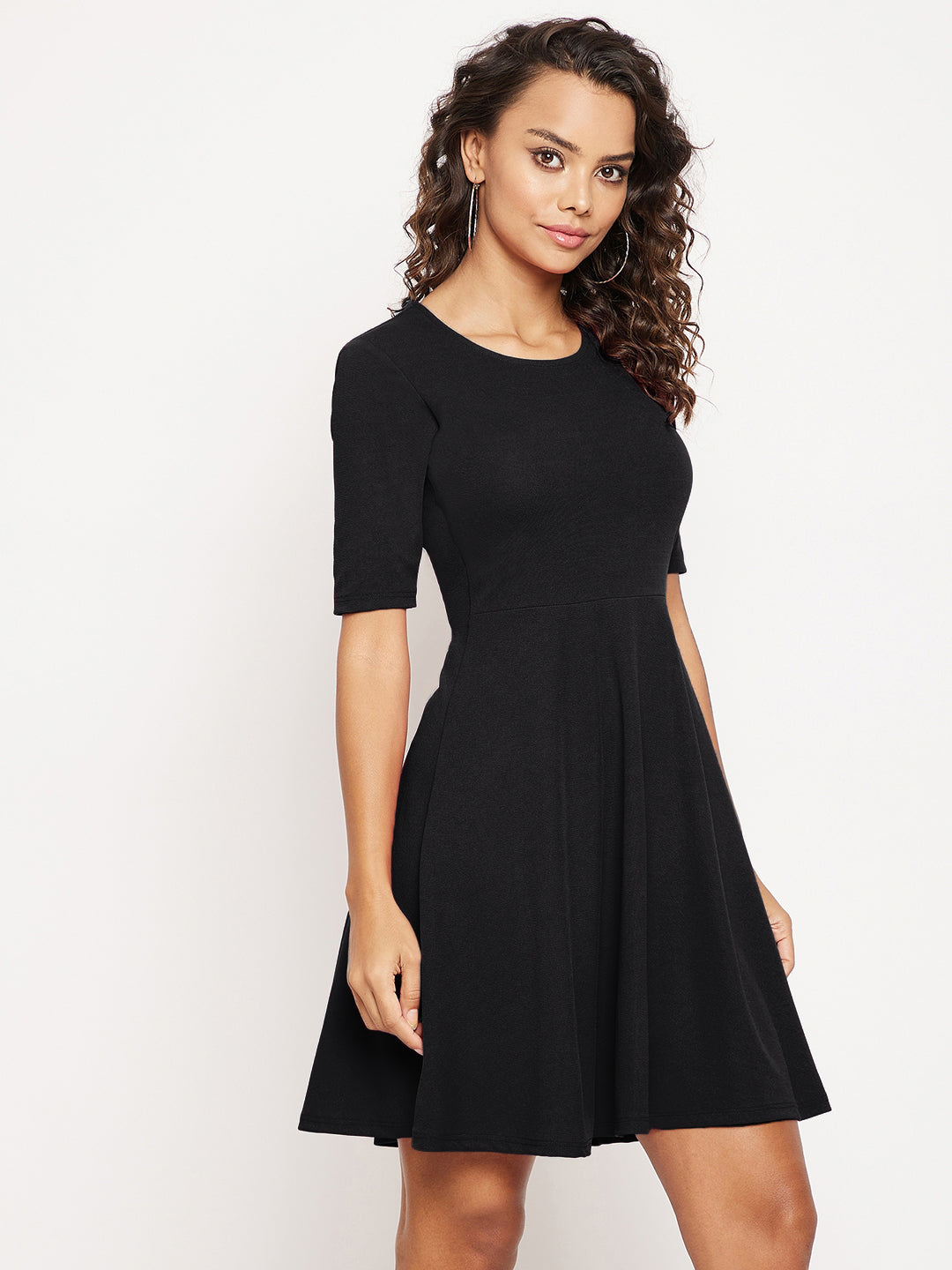 Round Neck Stretchable Skater Cotton Dress