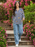 Printed Asymmetrical Cotton Shirt - Pinkkup