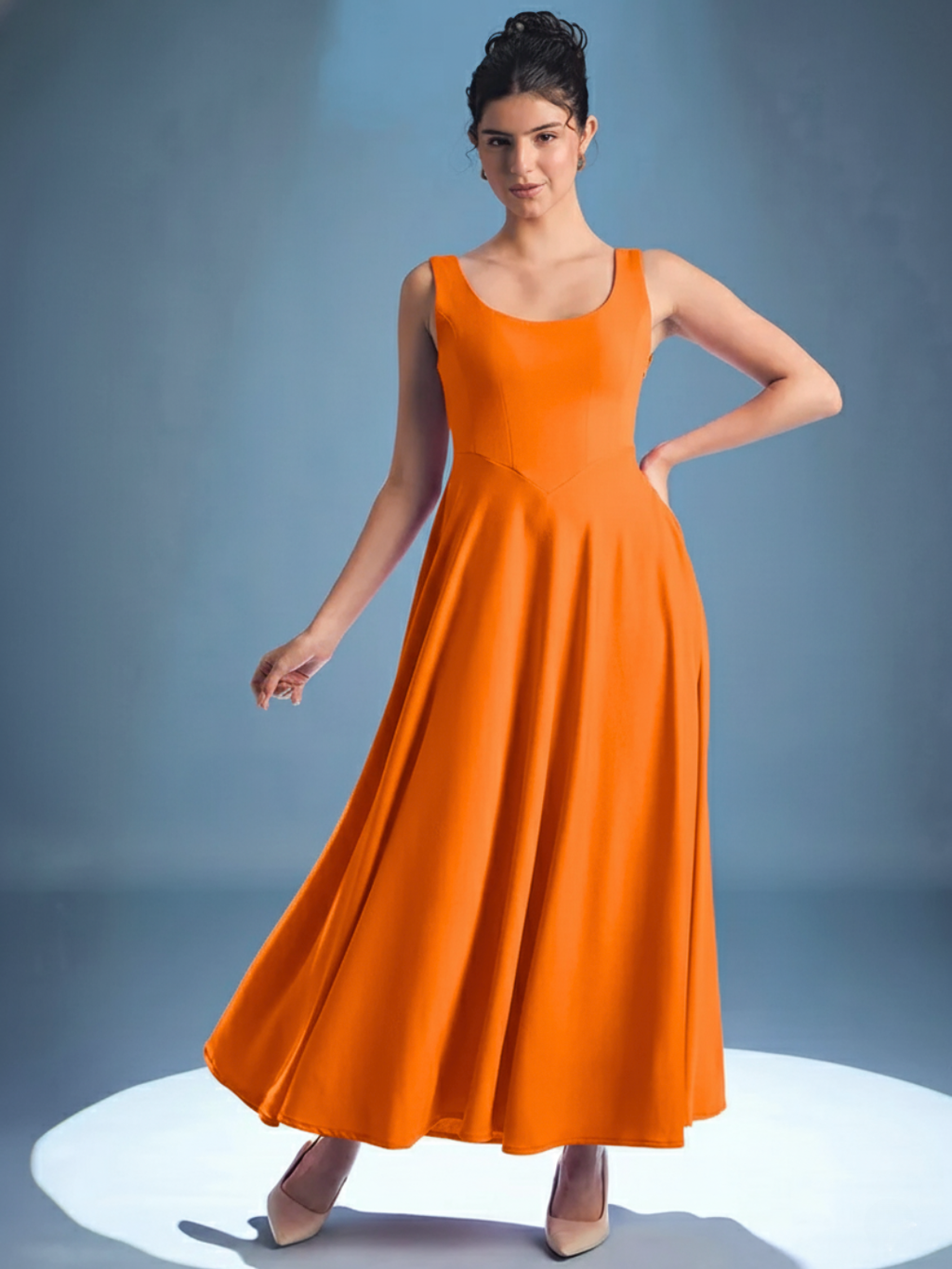 Stretchable Corset Fit & Flare Midi Dress - Pinkkup
