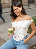 Printed Cotton Stretchable Draped Crop Top - Pinkkup