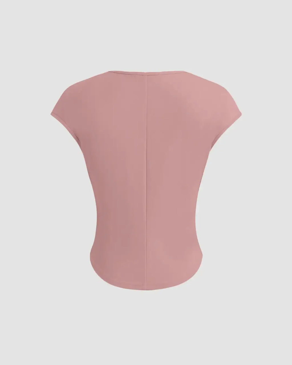 Rose Pink Square Neck Short Sleeve Fitted Top