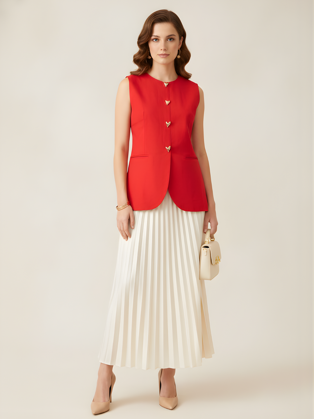 Pure Cotton Heart Button Waistcoat