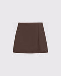 High Waist Zip Up Slit Mini Skirt In Coco Brown