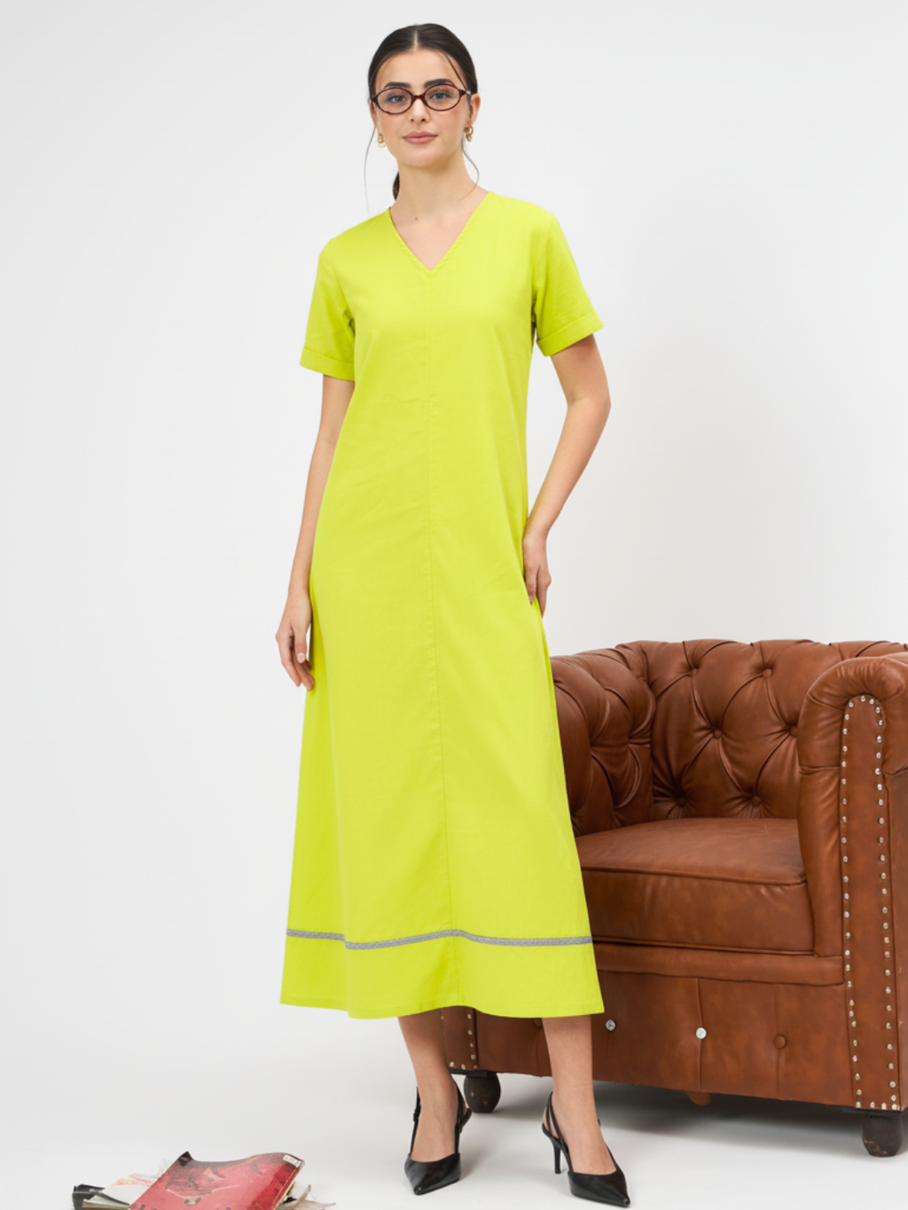 Pure Cotton A-Line Midi Dress