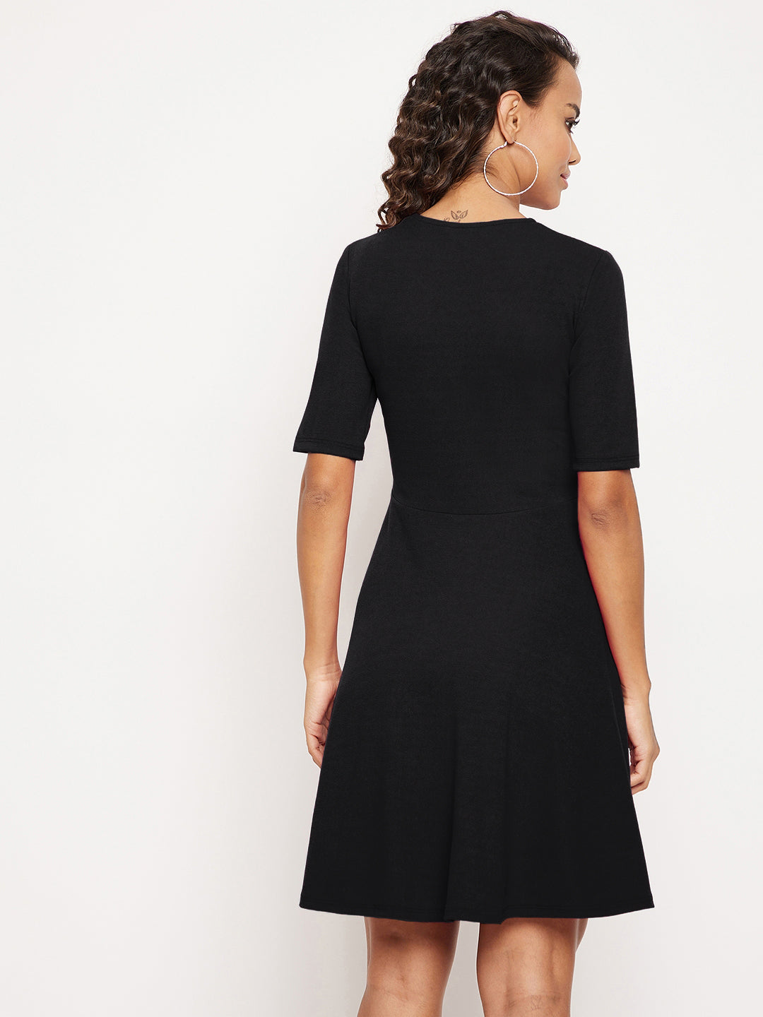 Round Neck Stretchable Skater Cotton Dress
