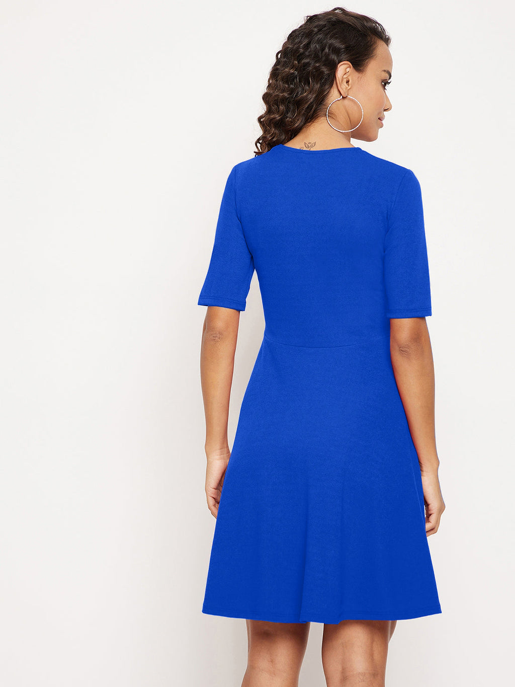 Round Neck Stretchable Skater Cotton Dress