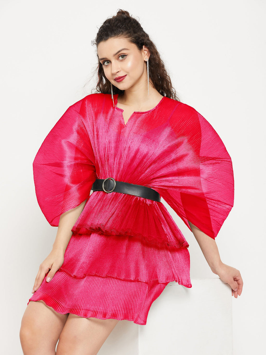 Short Ruffle Pleated Organza Skirt